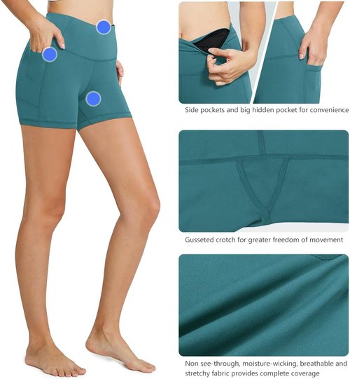 Baleaf Women's High Waist Biker Shorts - 8"/5"/3" Spandex Yoga & Workout Shorts with Pockets