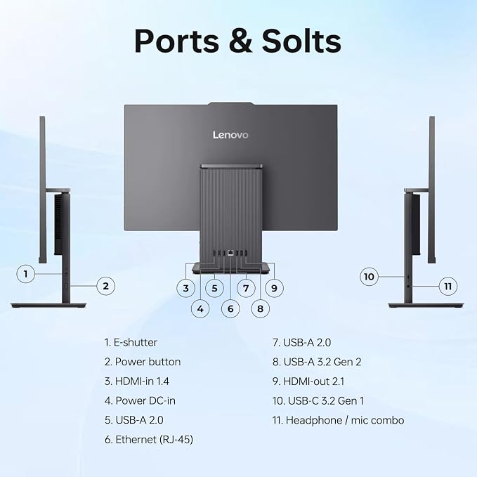 Lenovo IdeaCentre AIO 27" FHD All-in-One Desktop Computer, Intel Core i7-13620H 10-Core up to 4.9GHz, 64GB DDR5 RAM, 1TB SSD, WiFi 6, Bluetooth 5.2, HDMI, Webcam, Windows 11 Pro, Luna Grey