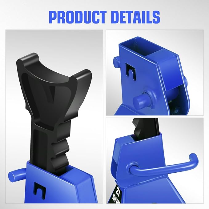 DNA Motoring 1 Pair Jack Stands, 2 Ton (4400 lbs) Capacity Car Lifting Stand, Adjustable Height Car Jack Stands for Cars, Sedans, Small Vehicles, SUV, TOOLS-00681-BL