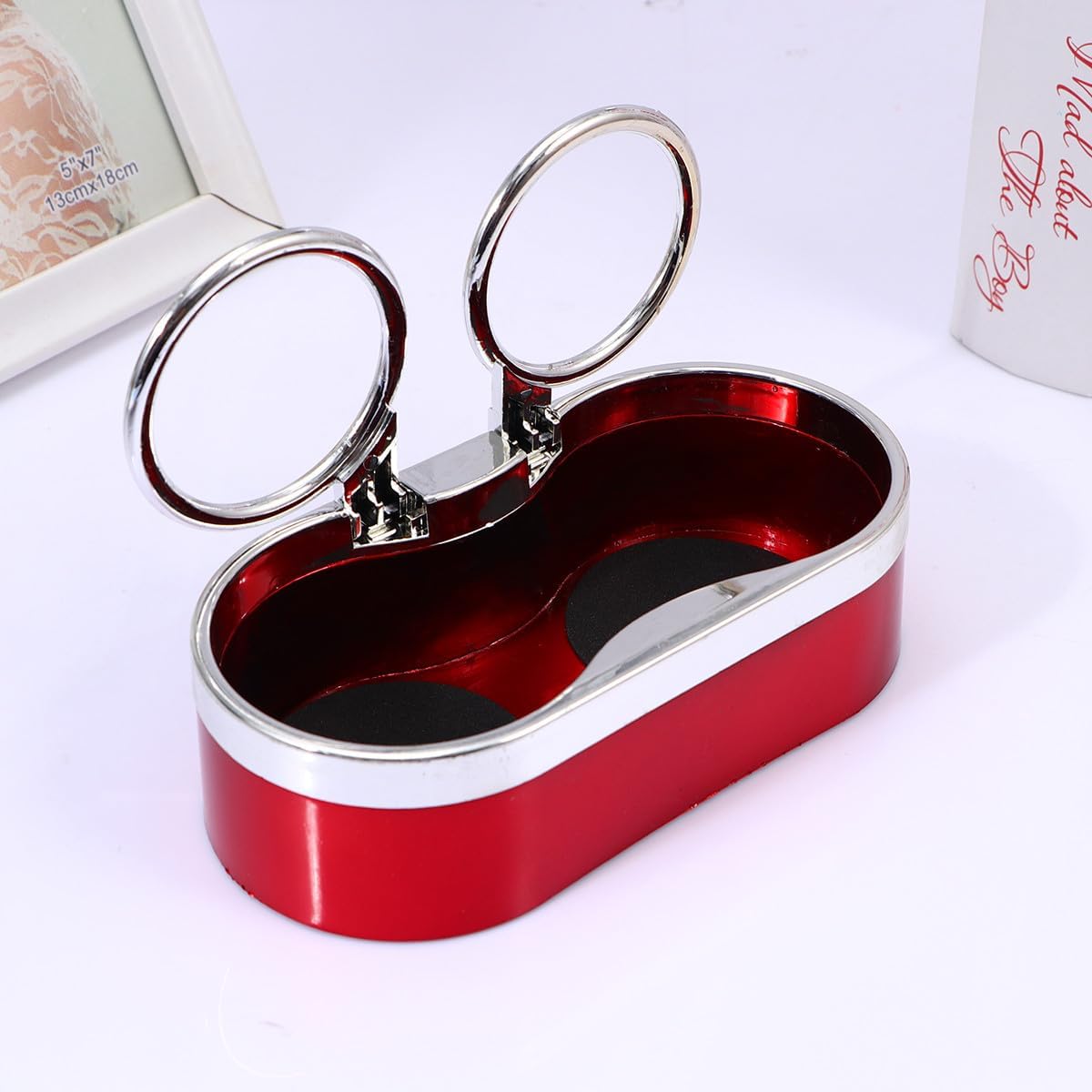 GANAZONO Car Double Cup Holder for Vehicle – Universal Red Plastic Beverage Organizer with Storage – Backseat and Front Seat Car Interior Accessory for Travel and Daily Use