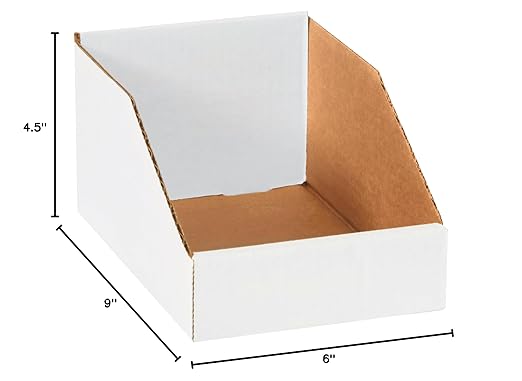 Box USA BBINBIN69 Open Top Bin Boxes, 6" x 9" x 4 1/2", Oyster White (Pack of 25)