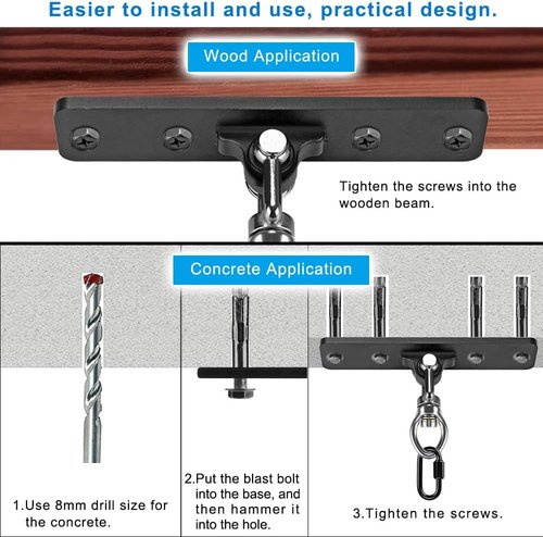 Dolibest Heavy Duty Swing Hangers - 2 Pack Swing Set Accessories with Carabiner for Indoor/Outdoor Use | Supports 900LB