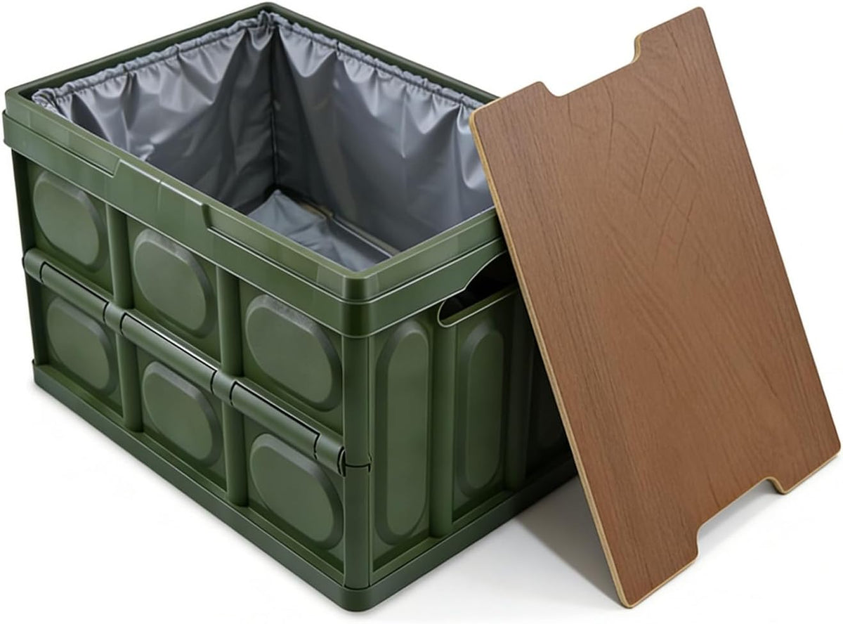 Plastic Car Trunk Organizer Box Collapsible Storage Bin with Lid 2PCKS