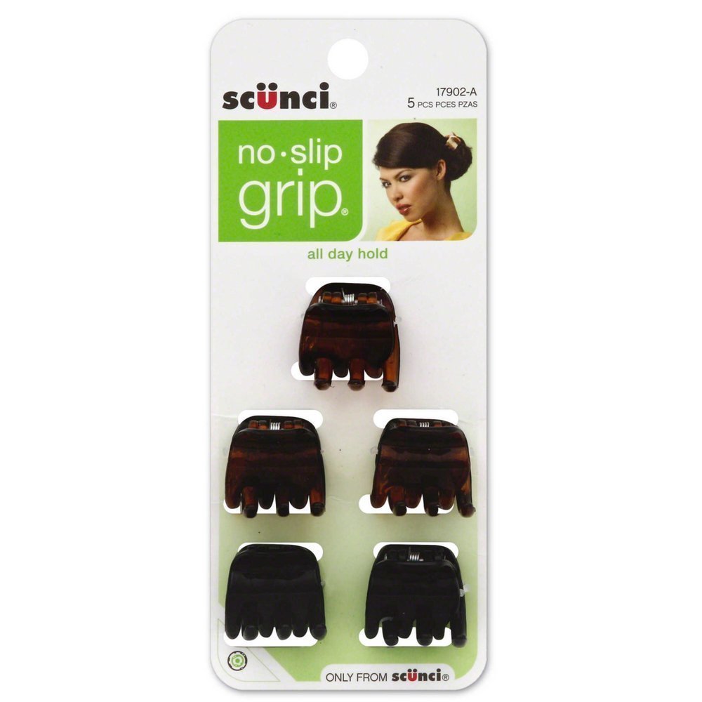 Scunci, No-Slip Grip Jaw Clips, 5 Count
