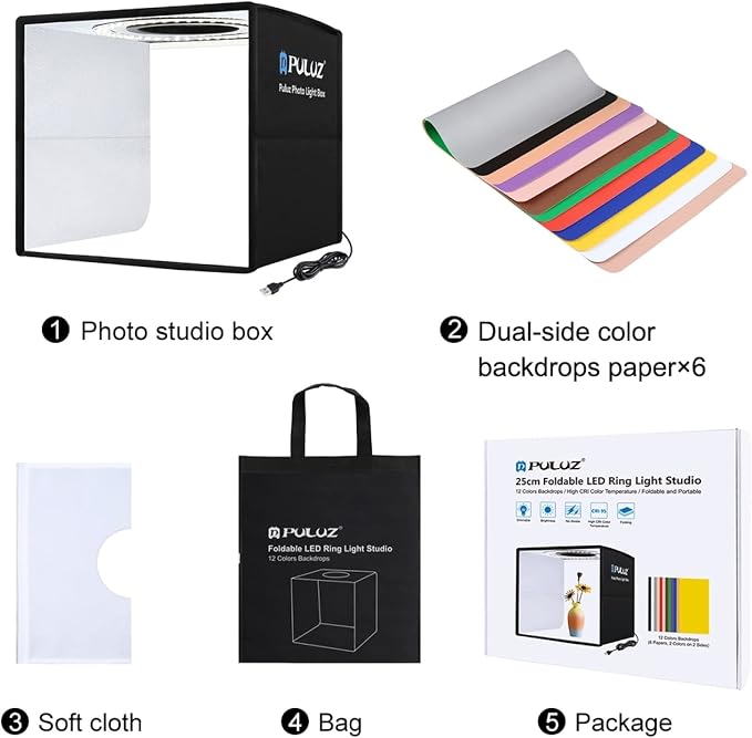 PULUZ Mini Photo Studio Light Box, Portable Folding Photography Light Booth