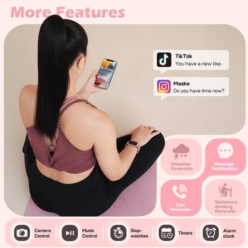 MorePro Fitness Tracker - 24/7 Heart Rate & Blood Oxygen Monitor | Waterproof Smartwatch for Men & Women - Active Pink