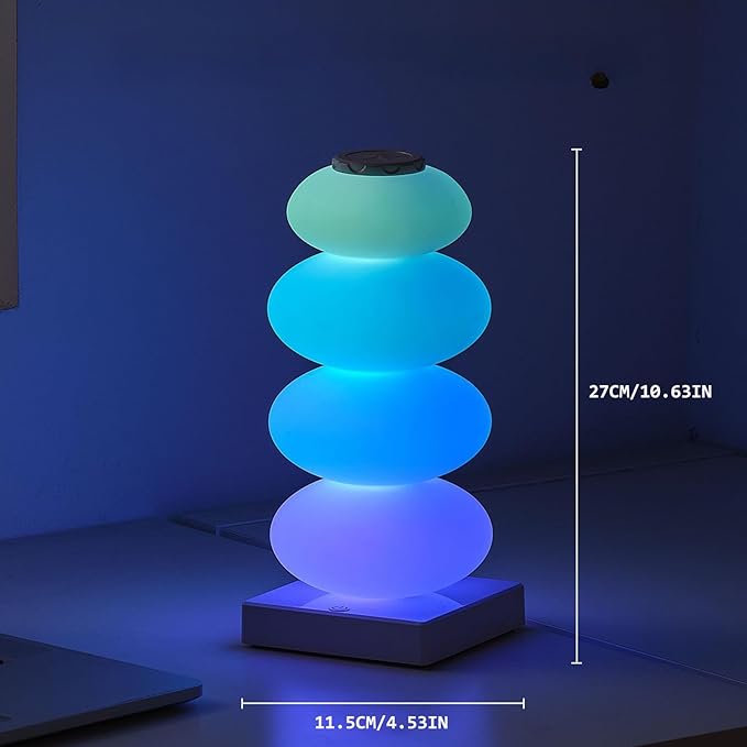 AVEKI RGB Touch Table Lamp, Color Changing Night Light Candy Gourd Design, USB Powered, Bedroom Desk Ambient Light, Small Bedside Lamp for Bedroom Living Room Home Decor (White)