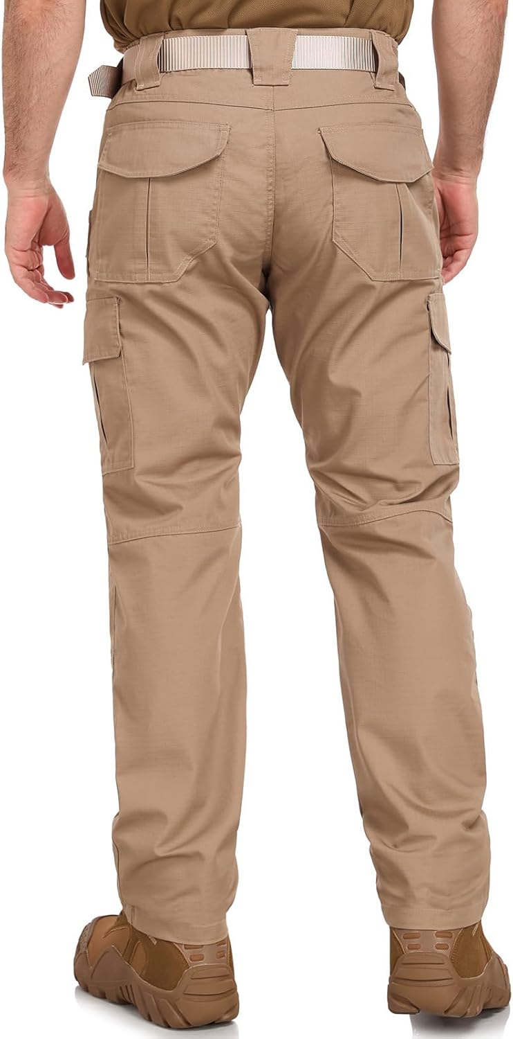 Skiennix Men's Tactical Cargo Pants - Water Resistant, Breathable, 8 Pockets, Elastic Waist