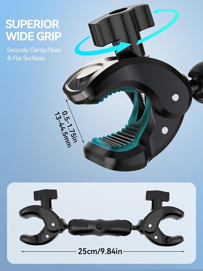 MAGJIEYX Double Clamp Mount, 360°Magic Arm