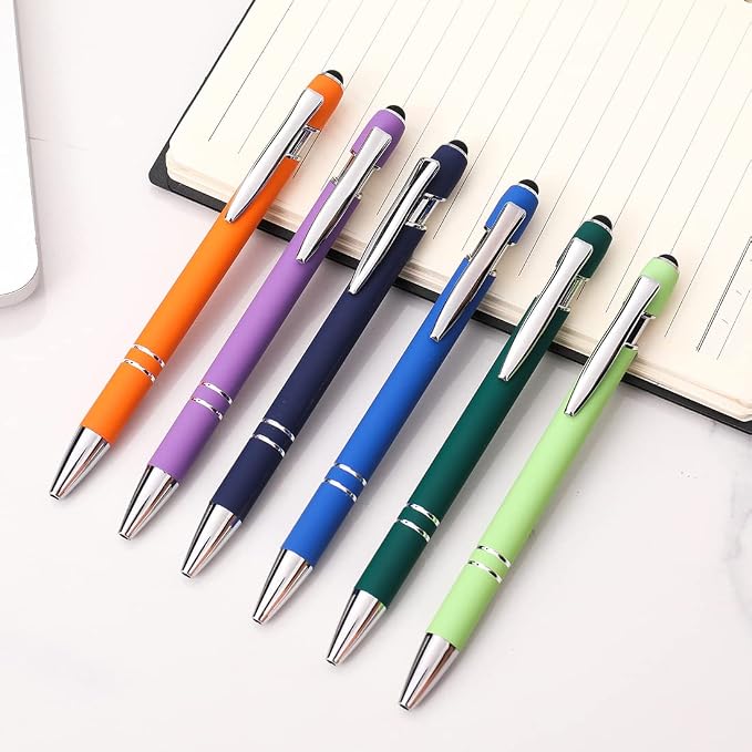 Oddmoal Ballpoint Pen with Stylus Tip, Soft Touch Click Metal Pen, 1.0mm Medium