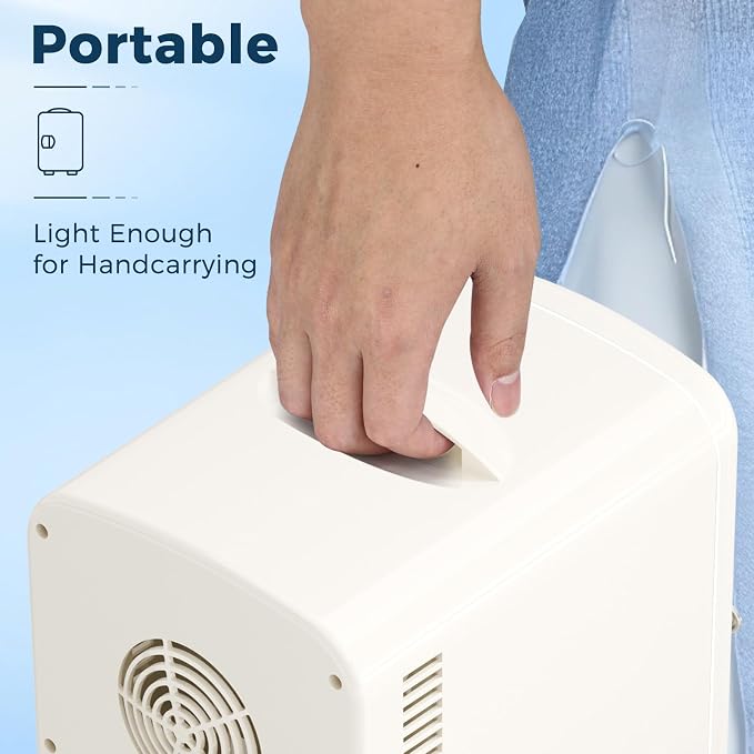 Antarctic Star 4L/6 Cans Compact Refrigerator,Portable Mini Fridge Skin Care,Cooler and Warmer for Bedroom,Car,Office & Dorm, Small Cooler for Cosmetics/Beverage/Food,WHITE