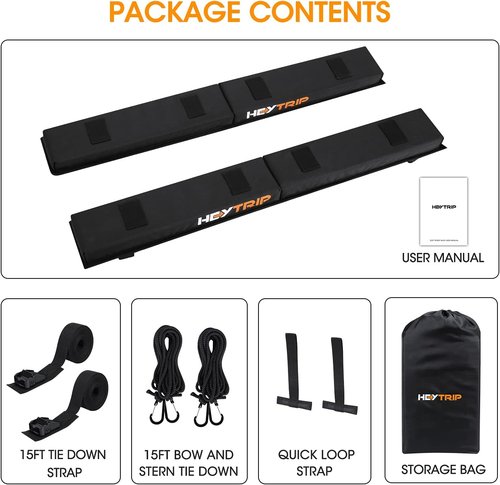HEYTRIP Roof Rack Pads - 30" Aero Crossbar Pads for Kayak, Surfboard, SUP & Canoe with 15FT Straps & Bag