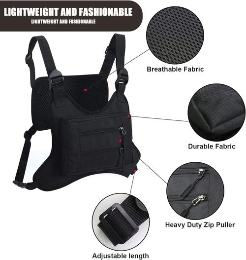 JOYEONDEF Sports Chest Bag - Water Resistant Running Pack with Cell Phone Holder & Extra Storage