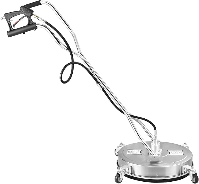 VEVOR 20 Inch Pressure Washer Surface Cleaner, 4000 PSI Stainless Steel Attachment with 4 Wheels, 2 Nozzles, 3/8 Inch Quick Connect and Dual Handle for Concrete, Patio, Sidewalk