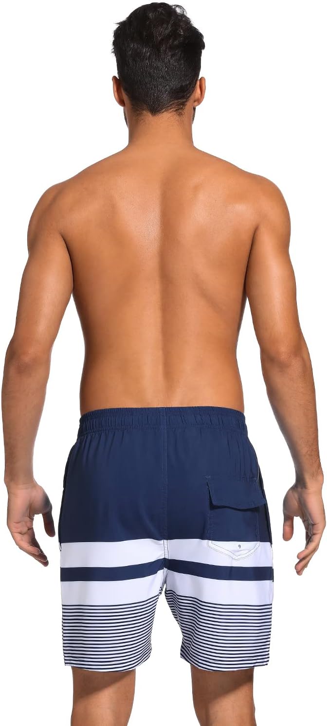SILKWORLD Men's Swim Trunks - 2-in-1 Quick Dry Bathing Suit with Compression Liner & Zipper Pockets