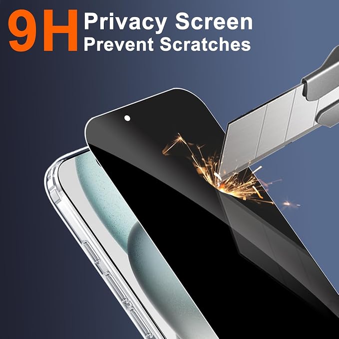 for iPhone 15 Case Clear with Privacy Screen Protector and Full Camera