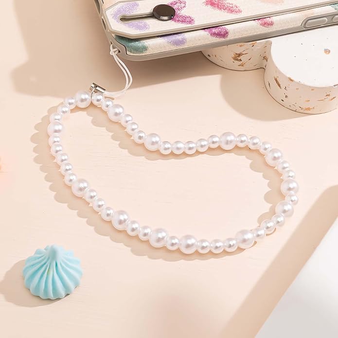 Beaded Phone Charm Lanyard Strap Girly Style Fixed Beads Pearl Lanyards