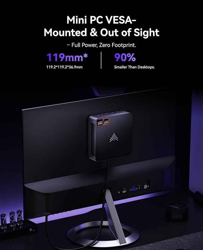 KAMRUI AM21 Mini PC, Ryzen 7 8745HS, 16GB DDR5 RAM, 1TB NVMe SSD | 8-Core 16-Thread, Up to 4.9GHz, Radeon 780M Graphics, USB4, Quad 4K Display, Dual LAN, WiFi 6