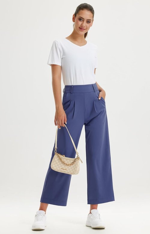 Libin Women's Wide Leg Dress Pants - High Waisted Stretch Trousers with Pockets | Casual Comfort