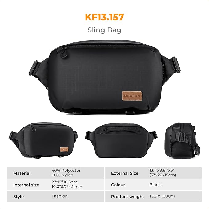 K&F CONCEPT Camera Sling Bag Crossbody Bag Waterproof Camera Shoulder Backpack