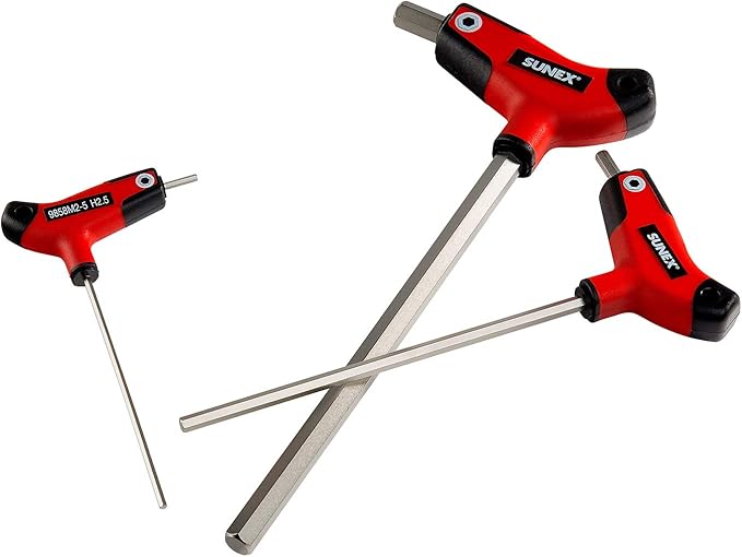 Sunex 9858M, Hex Key Set, 8Piece, Metric, 2mm to 10mm, Comfort Grip, Rubber Overmolded Handle, Storage Tray