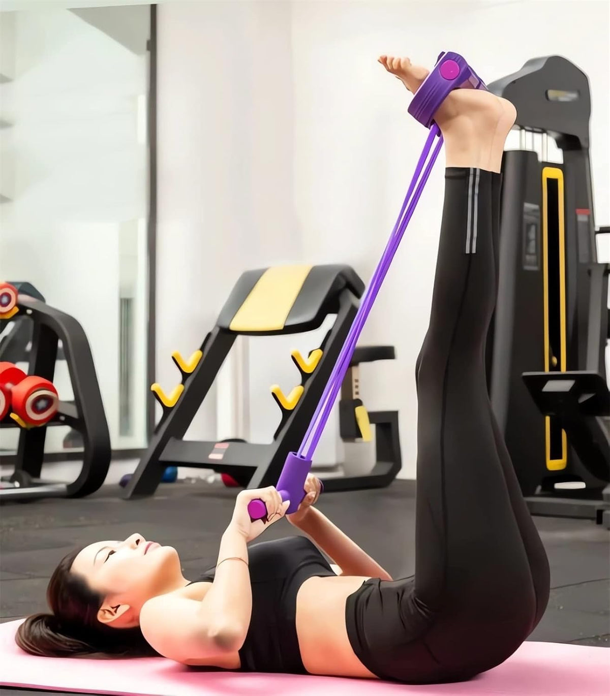 Skiennix Fitness Resistance Bands - 4 Tube Pedal Ankle Puller for Effective Leg Stretching | 2023 Workout Equipment