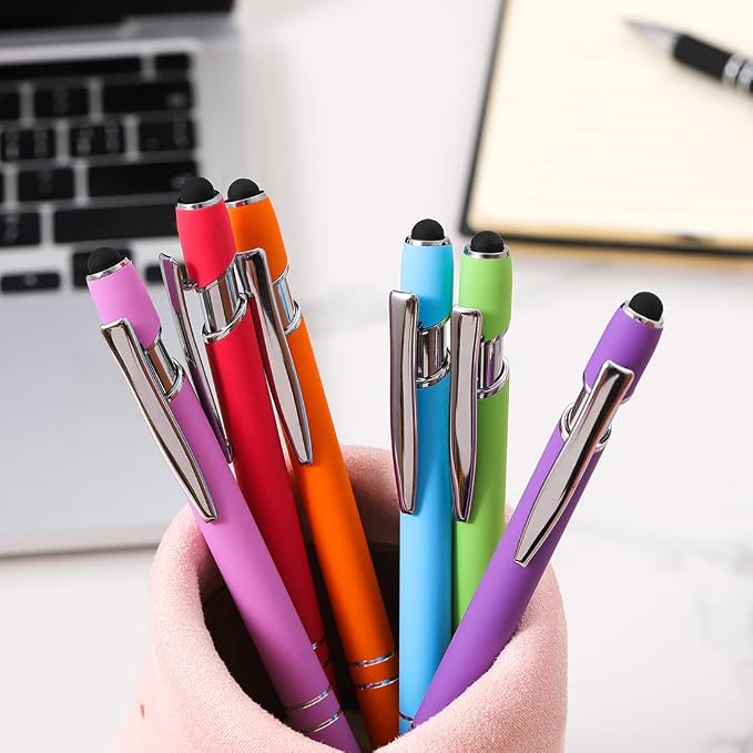 Oddmoal Ballpoint Pen with Stylus Tip, Soft Touch Click Metal Pen, 1.0mm Medium