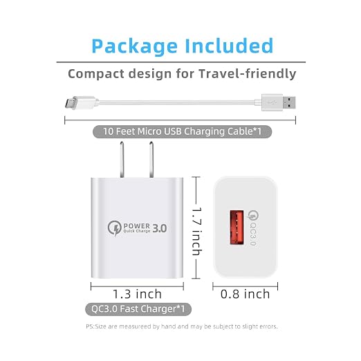 10FT Micro USB Charging Cable Arlo 9V Power Adapter