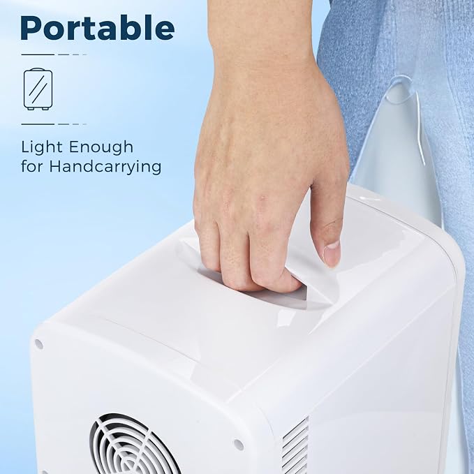 Antarctic Star Compact Refrigerator, Portable Mini Fridge, Skin Care 4L Capacity/6 Cans, for Bedroom, Car, Office & Dorm, Small Cooler for Cosmetics, Magnetic Brushed Stainless Steel Door, White