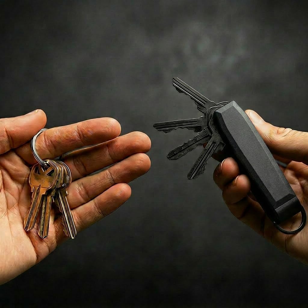 Compact Aluminum Key Organizer Holder with Pocket Clip.