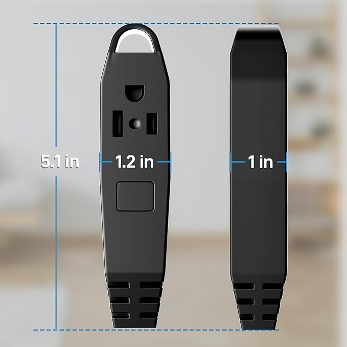 K KASONIC - 3-Feet 3 Outlet Extension Cord, UL Listed, 16/3 SJTW 3-Wire Grounded, 13 Amp 125 V 1625 Watts, Multi-Outlet Indoor/Outdoor Use, Black
