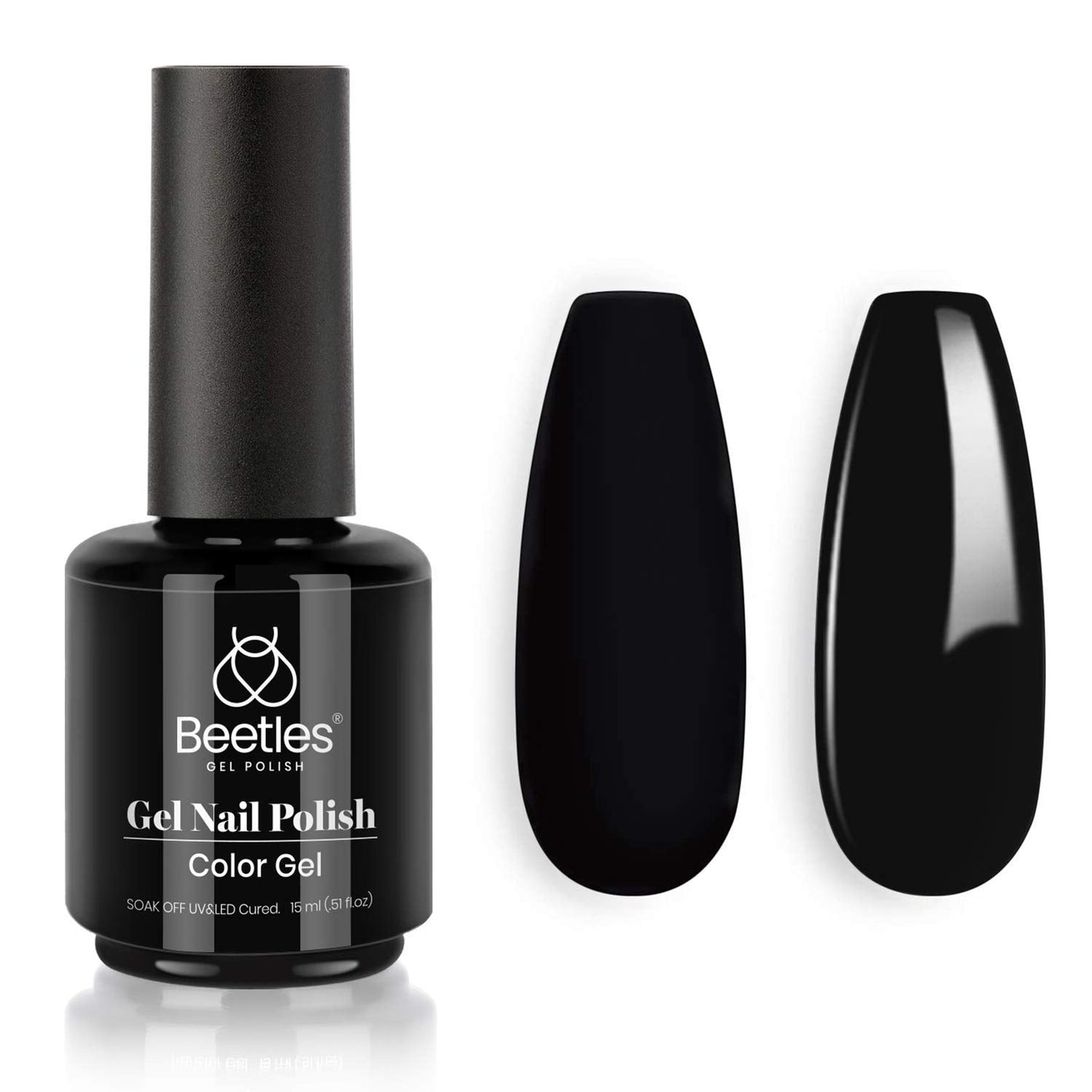 Beetles Gel Nail Polish, 1 Pcs 15Ml Audrey Black Color Soak Off Gel Polish Nail Art Manicure Salon Diy Nail Uv Lamp Gel Nail Des