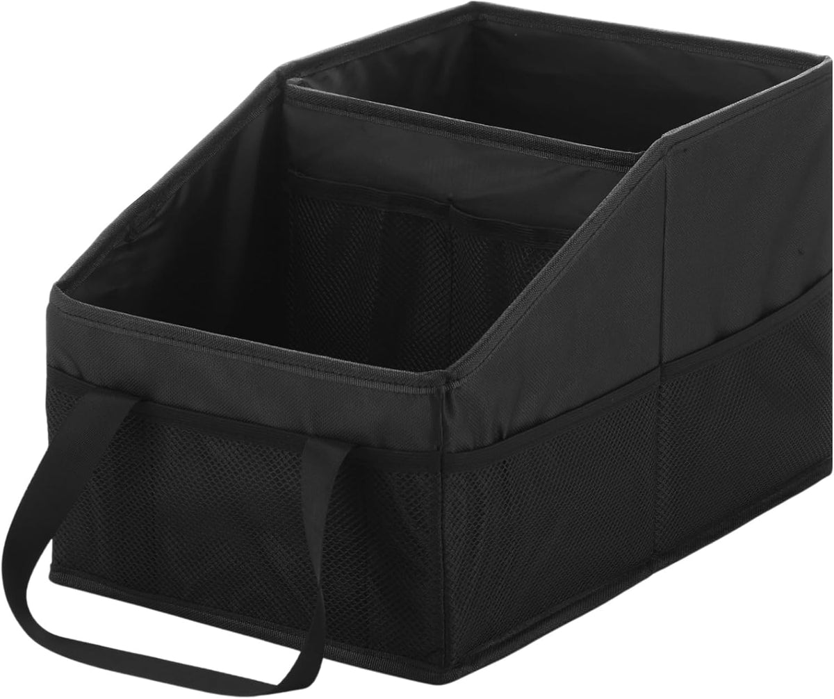Honeydak Passenger Seat Organizer, Collapsible Car Storage for Console Front/back Seat with Multi-pockets Car Caddy Organizer Suv Truck for Kids Adults Accessories(Beige,4 Compartments)