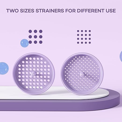 Pisol Wide Mouth Versatile Funnel, Canning Funnels for Kitchen Use, Food Grade Plastic Cooking Funnel Set with 4 Size Spouts and 2 Strainers for Filling Different Bottles and Bags, Purple