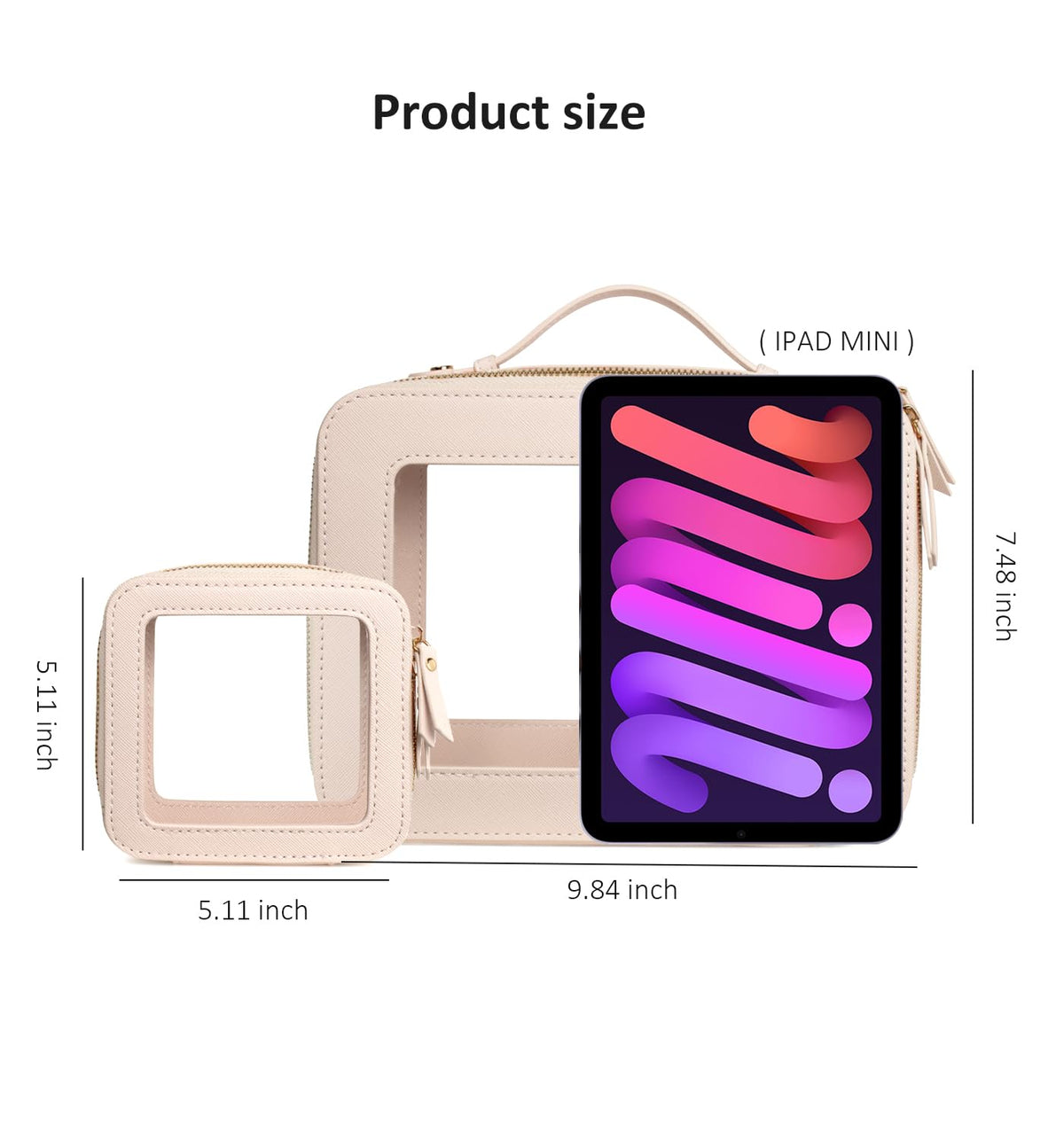 LETGO Clear Makeup Bag Organizer,Travel Toiletry Bag Cosmetic Case for Women,Portable Beach Make Up Skincare Pouch Car Organizer Bag with Zippers for Essentials(Large-Beige)