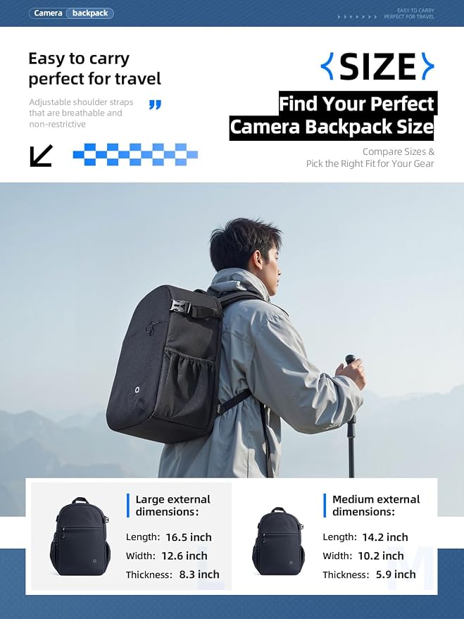 llano Compact Camera Backpack for DSLR/SLR/Mirrorless, Photography Bag
