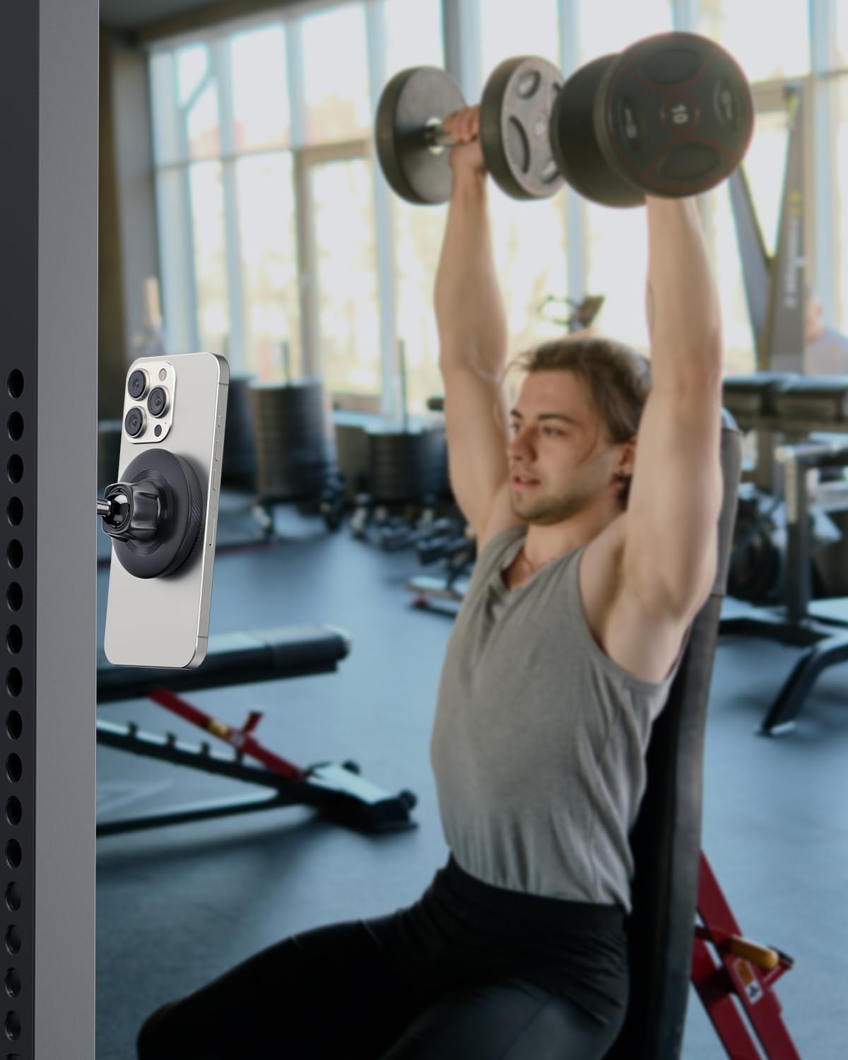 APPS2Car Gym Magnetic Phone Holder, Aluminum Alloy Base & Ball Joint, Black