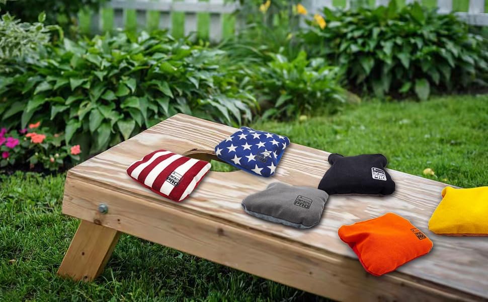 Professional Cornhole Bags Set of 8 - Dual Sided Slick and Stick Design for Regulation Play