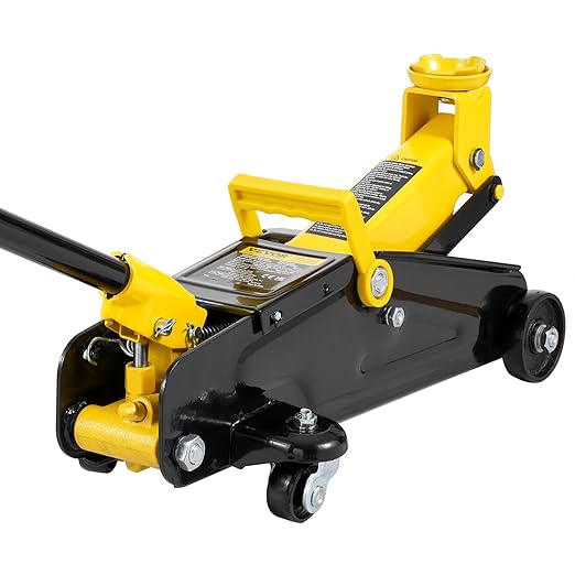 VEVOR Low Profile Floor Jack 2 Ton (4400 lbs), Heavy Duty Iron Hydraulic Racing Floor Jack, Hydraulic Car Jack, Single Piston Quick Lift Pump, 4.9"-13.2" Height Lifting Range (Yellow)
