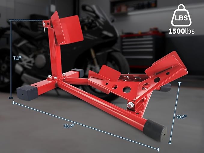 Garvee Universal Wheel Chock & Motorcycle Stand Heavy Duty 1500Lb Capacity Adjustable Motorcycle Wheel Chock 12''-21'' for Trailers, Cruiser, Sport and Dirt Bikes