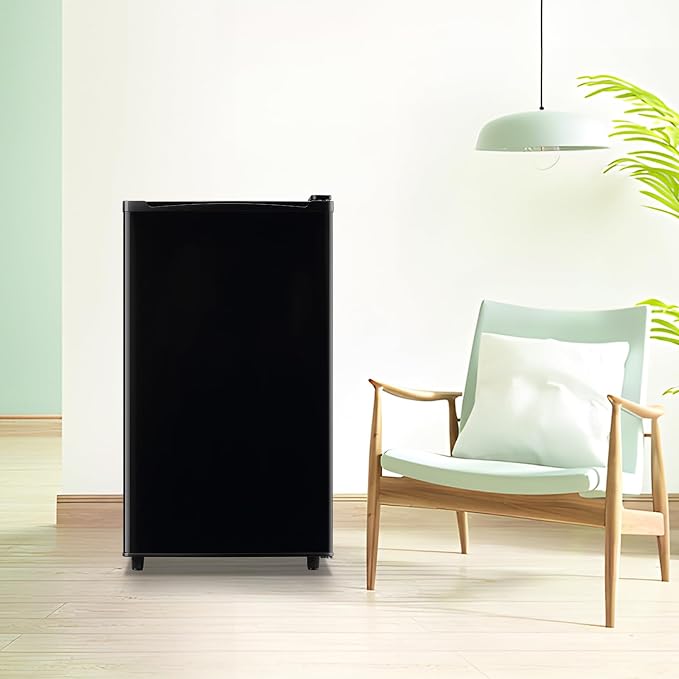 Compact Refrigerator 3.2 CU.FT Mini Fridge with Freezer Single Door Adjustable Temperature Side Door Wire Rack suit for Dorm Office Apartment BLACK