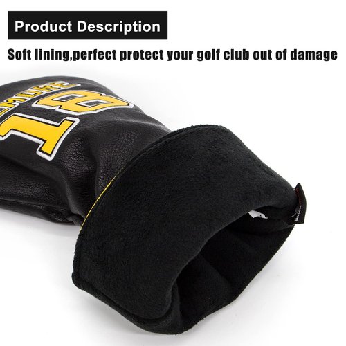 Golf Headcovers Happy Gilmore Golf Club Head Covers Advanced Embroidery Premium Leather Driver Headcover Fairway Wood Covers Hybrid Head Covers, Golf Mallet Blade Putter Cover