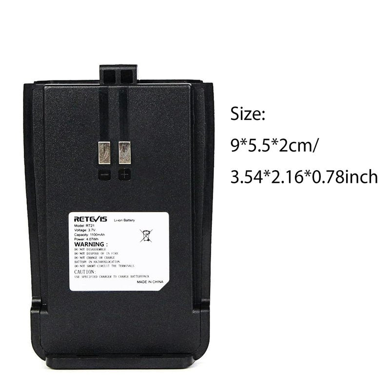 Retevis RT21 RT21V Original Two-Way Radios Battery 1100mAh Li-ion Rechargeable Battery Compatible RT21 RT21V Walkie Talkies (5 Pack)*