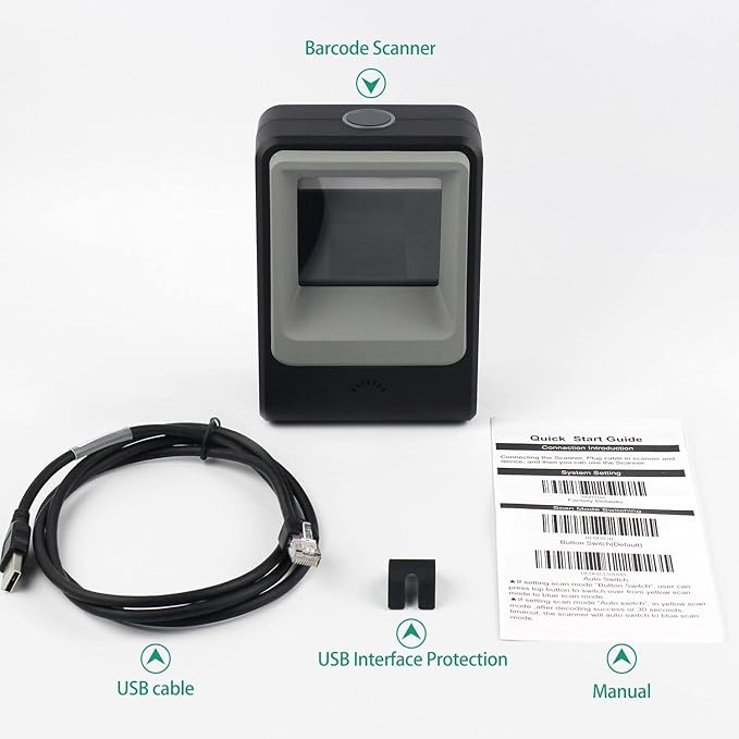Handsfree 2D 1D Barcode Scanner, Alacrity QR Omnidirectional Desktop Bar Code