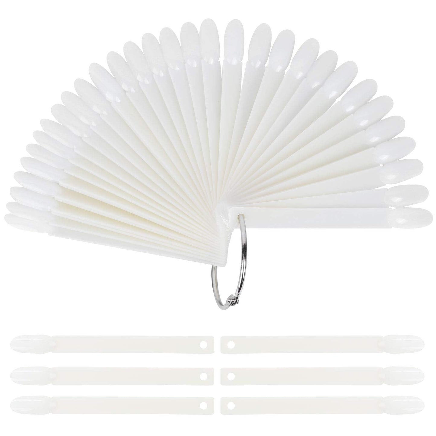 200 Pcs False Nail Art Tips Display, Natural Nail Sample Stick With Metal Split Ring Holder