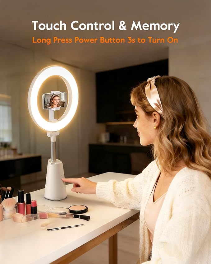 Ring Light for Makeup and Video Recording, Touch Control, Dimmable LED Selfie