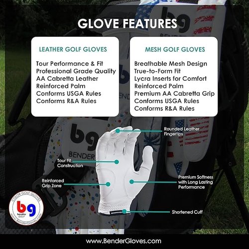 BG Bender Golf Gloves - Durable Mesh Design for Enhanced Grip | Unique Men's Golf Accessory