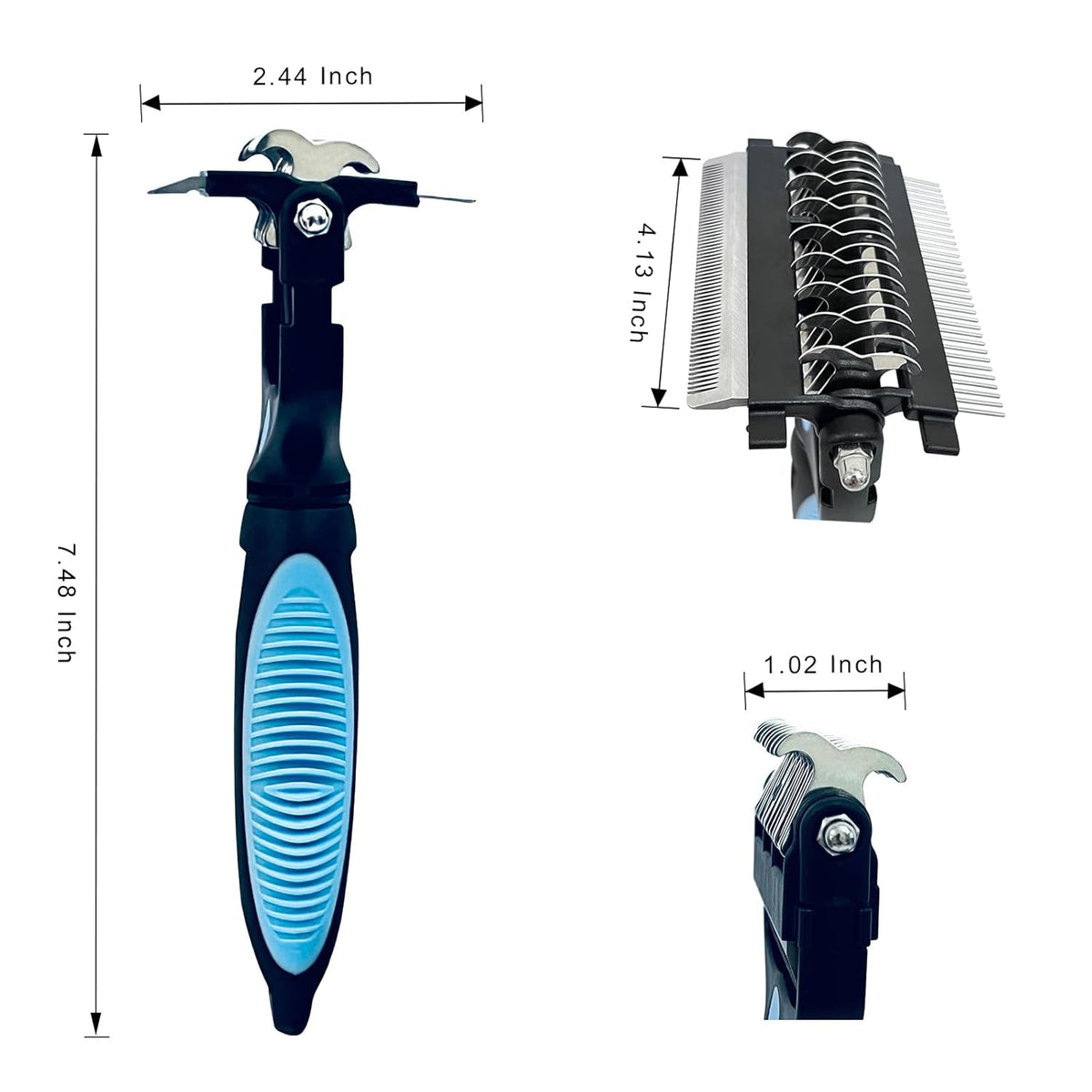 Skiennix 3-in-1 Pet Grooming Brush - Double-Sided Deshedding Tool with Stainless Steel Teeth | Ergonomic Handle for Dogs & Cats, Safe for All Fur Types