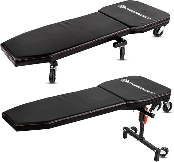 Powerbuilt 3-in-1 Under Dash Creeper, Knee Pad, Roll Laying Down or Upright Inside of Car or Truck, Padding, Easy Fold Garage Storage - 941893ECE