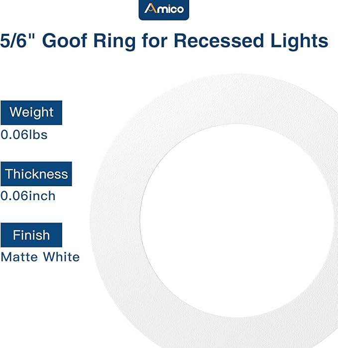 Amico 24 Pack Goof Rings for 6 Inch Recessed Lights, Can Light Trim Ring Cover